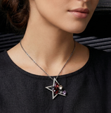 Rhodium Plated CZ Stone Pendant With Chain Necklace