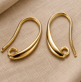 4 Pcs, 19x10x2mm, Brass Earring Hooks, Lead Free & Nickel Free & Cadmium Free, Real 18K Gold Plated