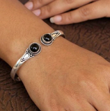 German Silver Black Stone Bracelet