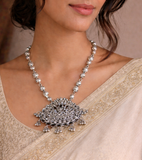 German Silver Stone Necklace with Earring