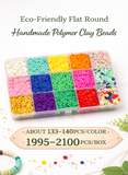 15 Colors Eco-Friendly Flat Round Handmade Polymer Clay Beads, for DIY Jewelry Crafts Supplies 6mm