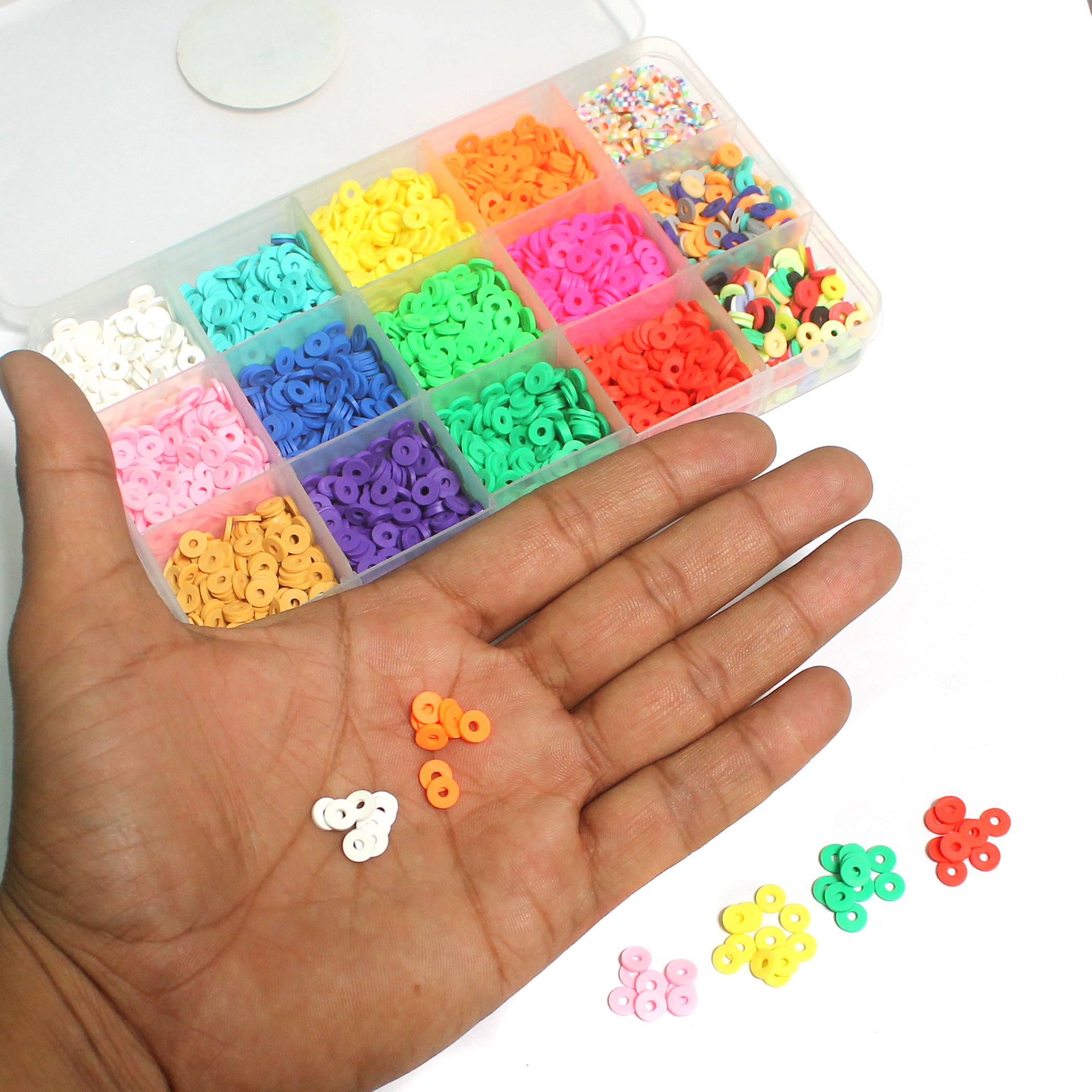 350pcs/Strip 4/6mm Mix Flat Round Polymer Clay Beads Chip Disk