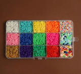 15 Colors Eco-Friendly Flat Round Handmade Polymer Clay Beads, for DIY Jewelry Crafts Supplies 6mm