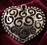 Antique Silver Filigree Heart Pendant