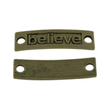 10x35x2mm, Rectangle Believe Tibetan Alloy Links, Shoes Lace Tags, Cadmium Free & Nickel Free & Lead Free, Antique Bronze