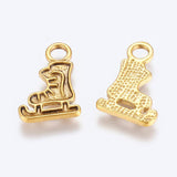 10 Pcs, 17x11mm, Alloy Ice Skates Charms , Lead Free and Cadmium Free, Antique Golden