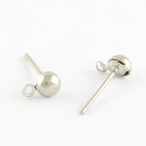 10 Pcs, 6x4x3mm, 304 Stainless Steel Ball Post Studs, with Loop