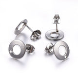 4 Pcs, 10x1mm, 304 Stainless Steel Studs with Loop & Earring Backs