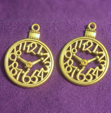 39x30x2mm, Alloy Clock Pendants Antique Golden