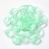 10 Pcs, 15x10x3.5mm, Transparent Glass Leaf Pendants Mint Green