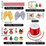 Christmas Jewelry Making Kits Letter & Number Wood & Resin Cabochons, Nylon Threads, Brass Charms and Ribbon