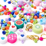 DIY Jewelry Making Kit, Acrylic Beads, Bead Tips, Elastic Thread,Tweezers, Alloy Clasps, Brass Jump Rings & Crimp Beads