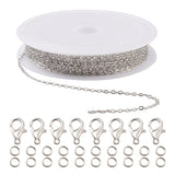 DIY 3m Brass Chain Jewelry Making Kit, 30Pcs Open Jump Rings, 10Pcs Alloy Lobster Claw Clasps