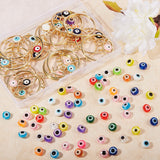 DIY Pendants Making Kits, Ring with Evil Eye Alloy Enamel Pendants, Flat Round Beads, Earring Hooks & Open Jump Rings, MultiColor