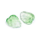 Two-Tone Glass Leaf Charms, Lime Green, 13.5x10.5x3.5mm