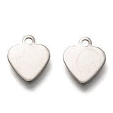 10 Pcs, 10x9mm, 201 Stainless Steel Heart Charms Silver