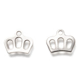 10 Pcs, 8x10mm 201 Stainless Steel Crown Charms Silver