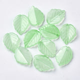 10 Pcs, 23.5x17mm, Glass Leaf Charms Light Green