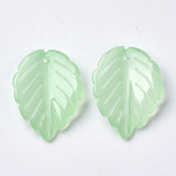 10 Pcs, 23.5x17mm, Glass Leaf Charms Light Green