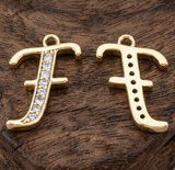 16x12mm Letter F Brass Pendants Gold Plated