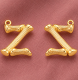 5 Pcs, 18x15mm Letter Z Brass Pendants Gold Plated
