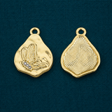 25x18mm Alloy Teardrop with Butterfly Pendants Light Gold