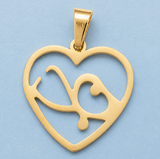 19x18 Stainless Steel Pendants, Laser Cut, Heart, Golden