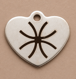 2 Pcs, 21x24mm Heart with Direction Pattern Stainless Steel Pendants