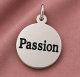 19x16mm Stainless Steel Enamel Pendants Flat Round with Word Passion