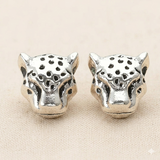 11.5x12x9mm, Alloy Big Hole Leopard Head Beads Antique Silver