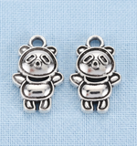 18x11x4mm, Alloy Panda Enamel Charms Antique Silver