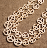 2 Strings 15 & 20mm Acrylic Peace Side Hole Beads Off White