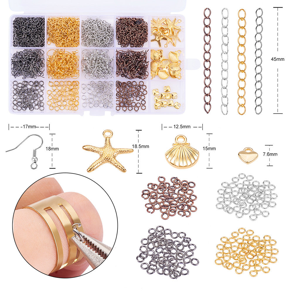 DIY Earring Making, with Brass Earring Hooks Jump Rings, Iron Chain Extender, Alloy Charms, Mixed Color