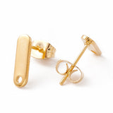 5 Pairs, 12x3.5mm, 201 Stainless Steel Stud Earring Findings with Hole Real 24K Gold Plated