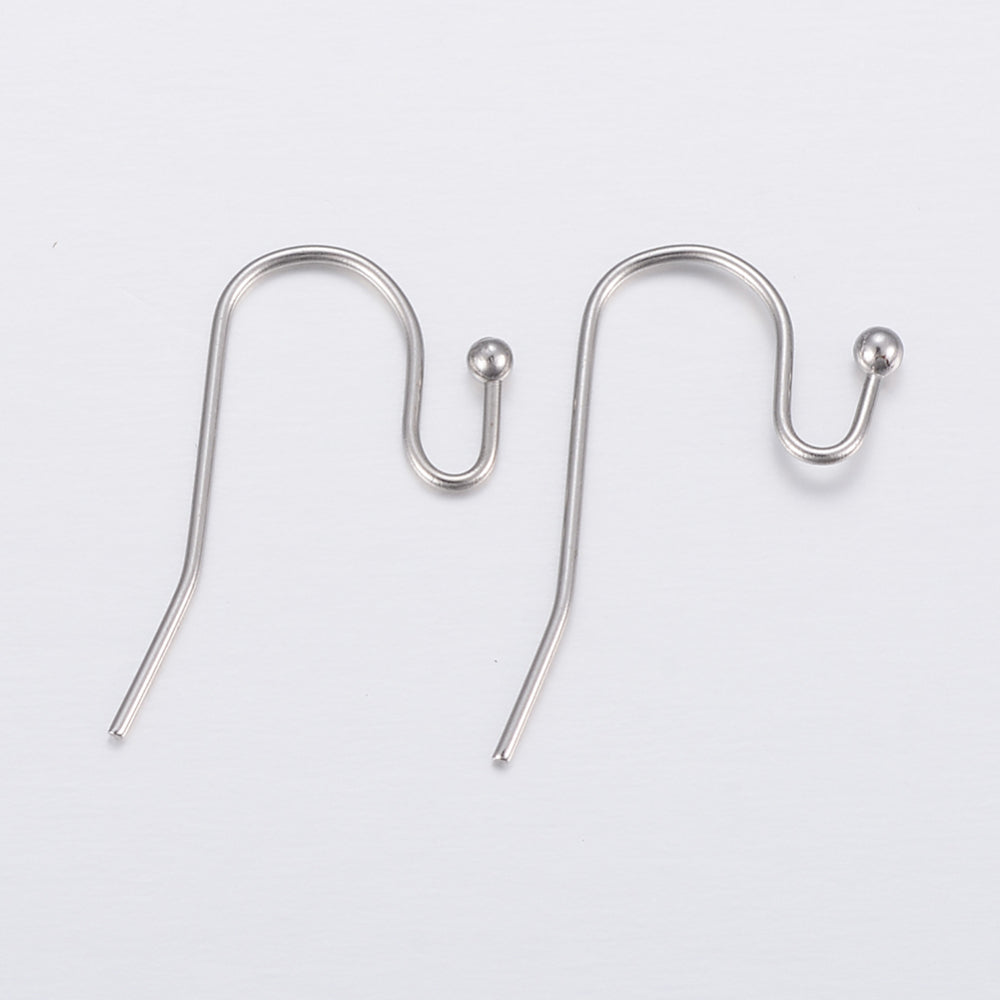 Pcs, 21x12x2mm, 304 Stainless Steel Earring Hooks, Ear Wire Silver Stainless Steel Ear Wire