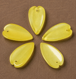 20.5x11x3.5mm, Transparent Glass Pendants, Imitation Jade Pendants, Leaf, Gold