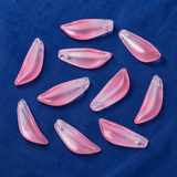 21.5x8x5mm, Glass Pendants, Imitation Jade Pendants, Two Tone, Leaf, Hot Pink