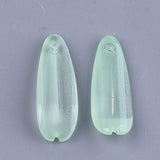 25x8.5mm, Transparent Glass Pendants, Petal, Light Green