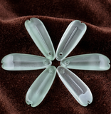 25x8.5mm, Transparent Glass Pendants, Petal, Light Green