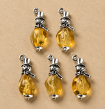 31x12mm, Transparent Acrylic Pendants, with Alloy Findings Antique Silver Snowman with Nuggets