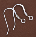 10 Pcs, 15mm Brass Rhodium Plated Ear Hooks