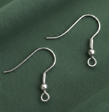 10 Pcs, 15mm Rhodium Plated Ear Hooks