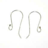 10 Pcs, 15mm Brass Rhodium Plated Ear Hooks