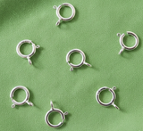 10 Pcs, Brass Rhodium Plated Spring Ring Clasps