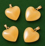 22x20.5x7mm, Glass Pendants, Golden Iron Bails, Imitation Jade, Heart, Moccasin