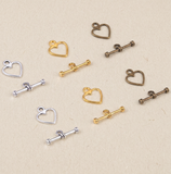 Alloy Tibetan Silver Toggle Clasps kit, Heart, Multicolor