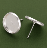 10 Pcs, 12mm, Brass Earring Settings, Stud Earring Findings,