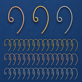90 Pcs, 20x12x1mm,, 10Pcs/color, 30 Pcs 3 Colors Brass Earring Hooks, with Horizontal Loops,