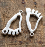26x15x2mm,Tibetan Style Alloy Pendant Rhinestone Settings, Cadmium Free & Lead Free, Feet, Antique Silver,