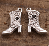 20x14x4mm, Tibetan Style Alloy Pendant Rhinestone Settings, Boot, Lead Free & Cadmium Free, Antique Silver,